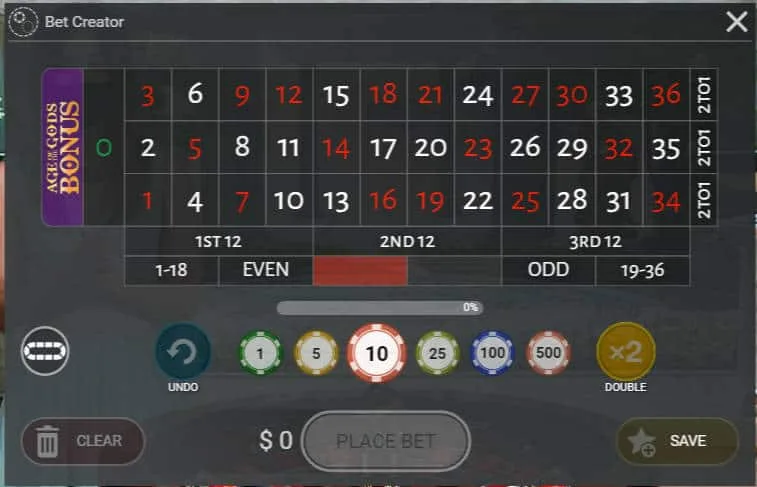 Age of The Gods Roulette