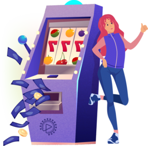 The girl playing online video poker