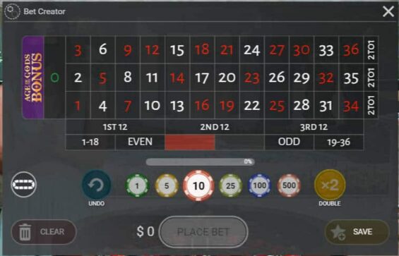 Age of The Gods Roulette 2